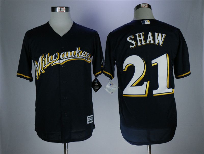 Men Milwaukee Brewers #21 Shaw Blue Elite MLB Jerseys